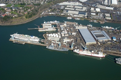 An aerial view of the Portland, Oregon facility